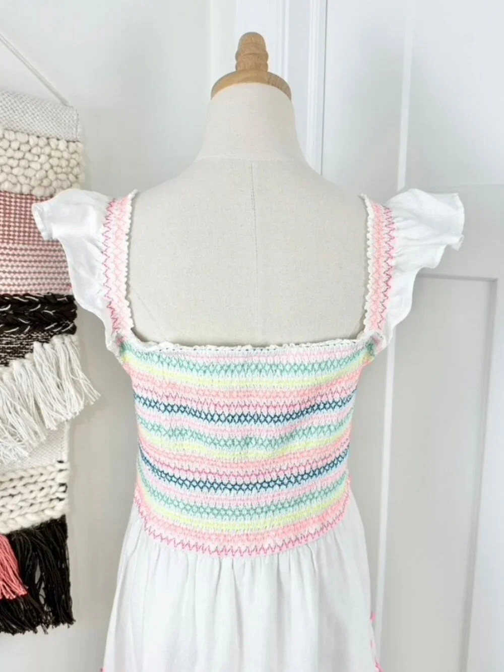 Vineyard Vines Flutter Sleeve Smocked Tiered Linen Midi Dress White Sz XL - Picture 6 of 9